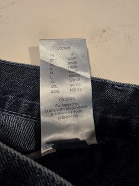 Louis Vuitton Denim Jacket Collar with Orange Logo on Dark Blue